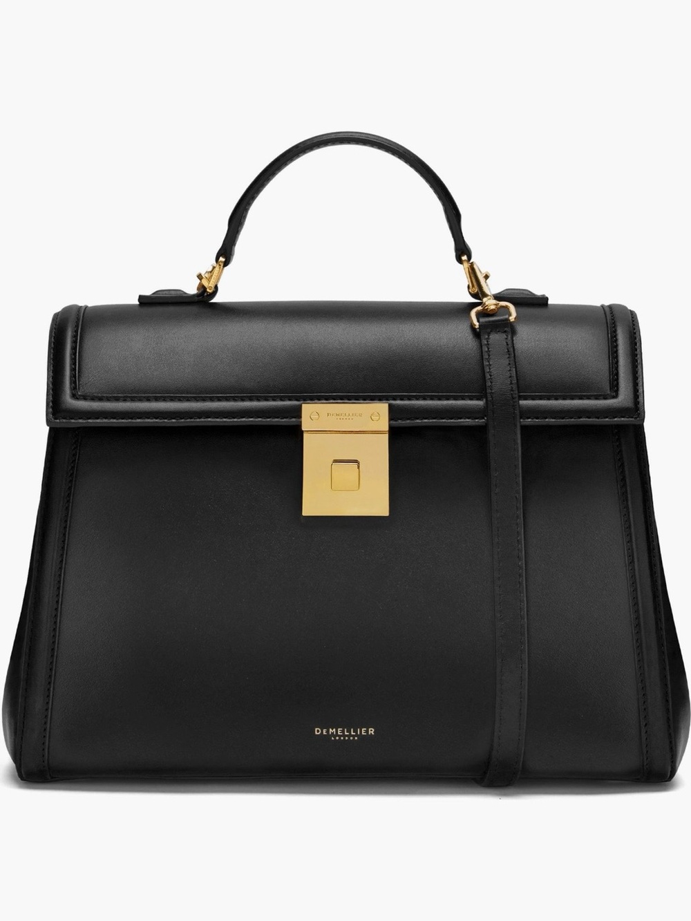 DeMellier Paris MIDI Black Satchel with Gold Hardware